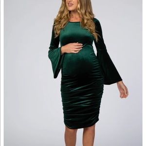 Pink Blush Velvet Maternity Dress